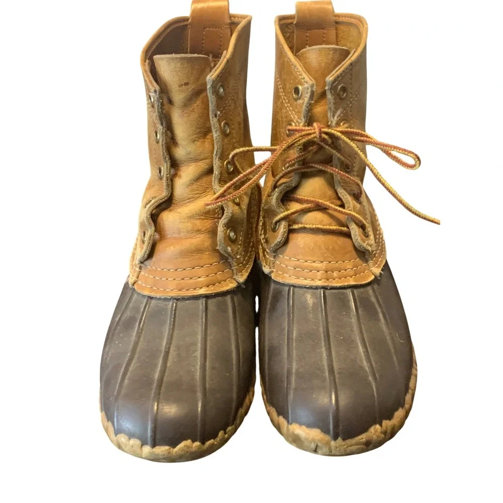 Vintage LL Bean Maine‎ Leather Hunting Shoe Duck Boots Brown 9